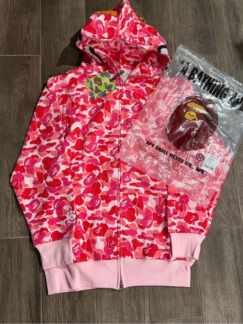 Bape Pink & Red Camo Zip Hoodie
